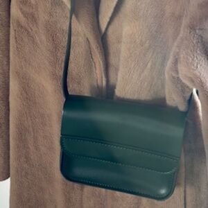 9 Inch Real Leather Crossbody Saddle Bag - Green